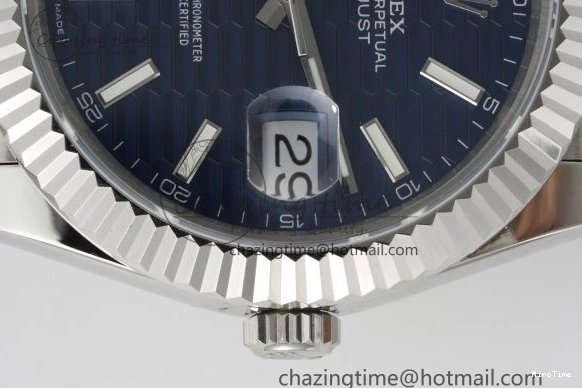 MiroTime 0415 TopPick DateJust 41 SS JDF 904L Steel Blue Textured Dial on Jubilee Bracelet VR3235 V 2235